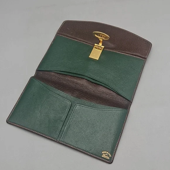 GUCCI - Old Gucci Bifold Long Wallet in Brown & Tan - Vintage Monogram Logo - Picture 7 of 16